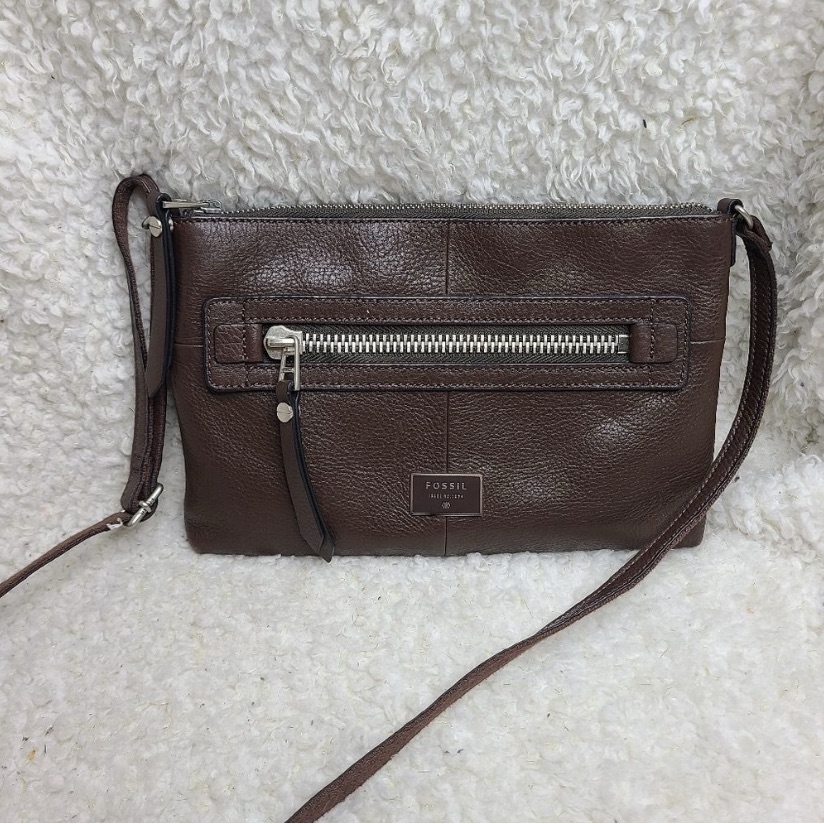 Fossil Dawson Dark Brown Leather Crossbody